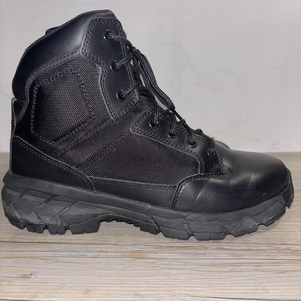 Interceptor Mens 9.5 Black Combat Boots Anti-Fatigue Lace & Zip No Insoles
